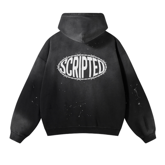 Scripted barbed hoodie