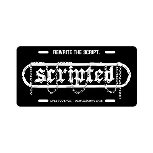 “Rewrite the script” license plate