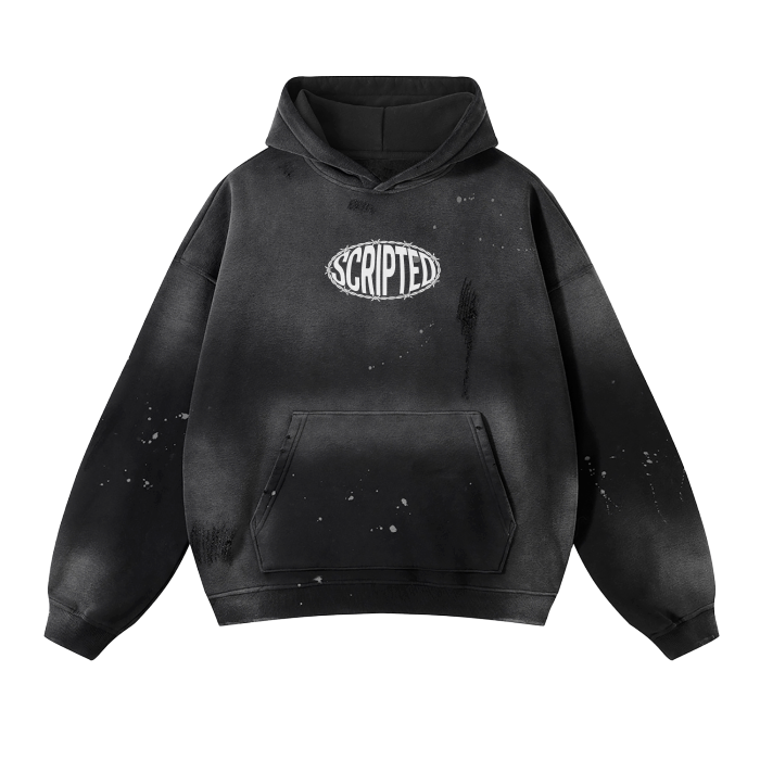 Scripted barbed hoodie