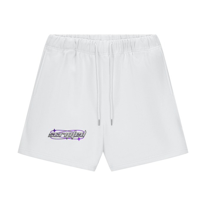 Scripted fleece shorts